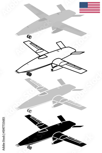 Military Tanker Drone UAV 3D vector illustration USA