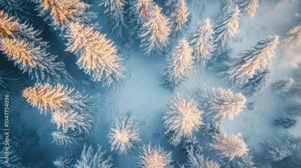 An aerial drone view capturing a breathtaking flight over a winter mountain forest, where pine trees are blanketed in ice and snow. An aerial drone view capturing a breathtaking flight over a winter mountain forest, where pine trees are blanketed in ice and snow.
