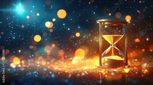 Hourglass on Sparkling Background photo