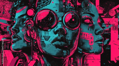 Cyberpunk Art with Faces