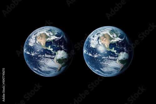 Two earth globe side by side