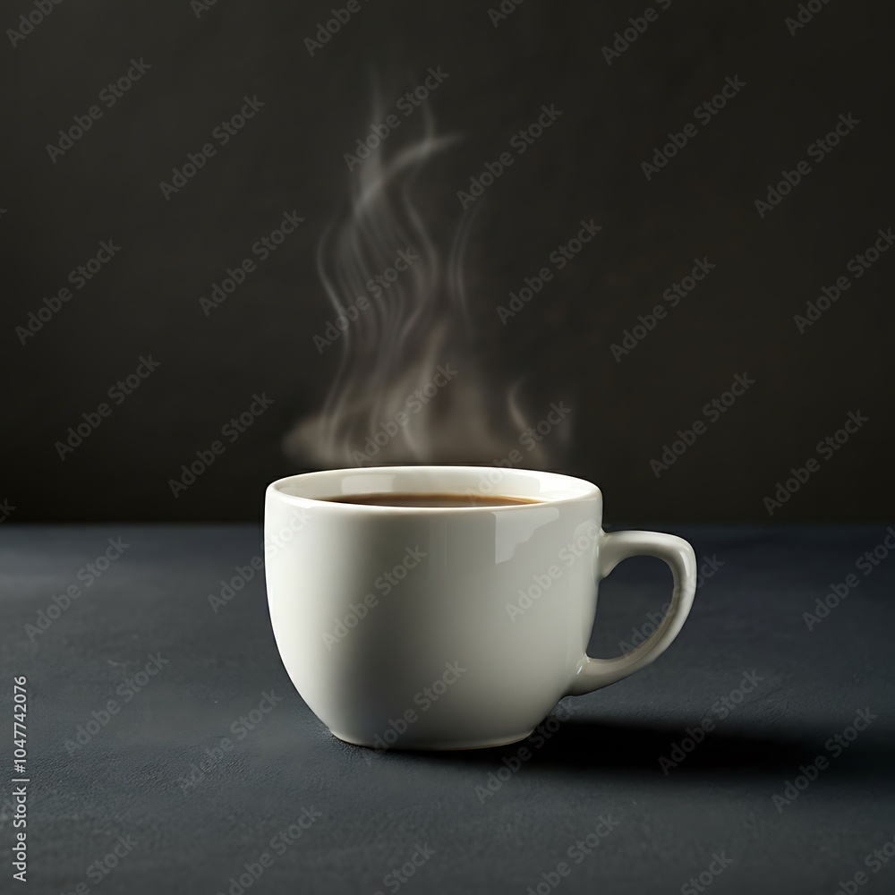 A Coffee Cup Filled With Steaming Hot Coffee Isolated on a Dark Background A Coffee Cup Filled With Steaming Hot Coffee Isolated on a Dark Background