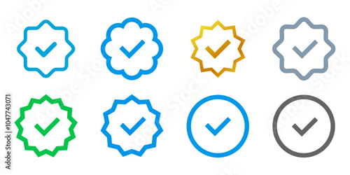 blue tick Instagram, Facebook, Twitter, Tiktok, Telegram, Whatsapp, Viber, Youtube, set verified profile badges. Check mark verified account icons. Account verification icon. Guaranteed safety pers