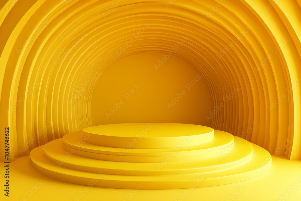 Naklejka premium Yellow bright 3d background with round platform 