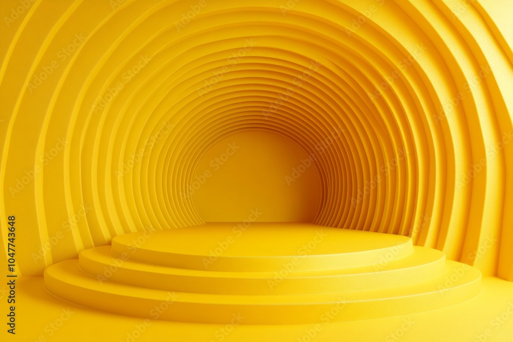 Naklejka premium Yellow bright 3d background with round platform 