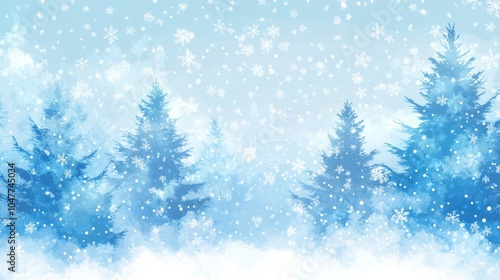 Christmas background with twinkling lights, Christmas trees