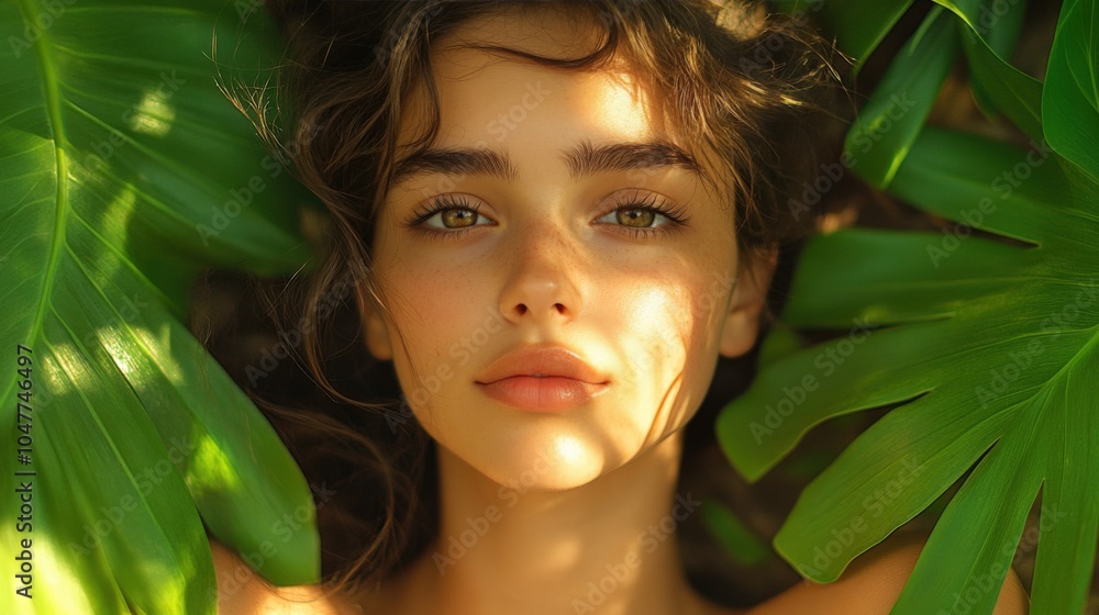 Natural Beauty Among Green Leaves