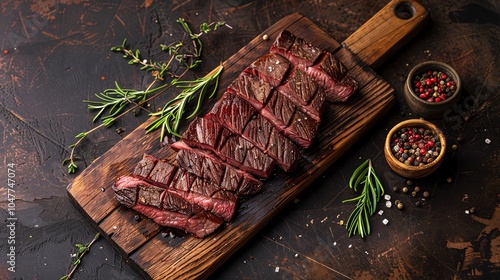 Smoked Kangaroo Loin Slices Smoked kangaroo loin slices on a wooden board