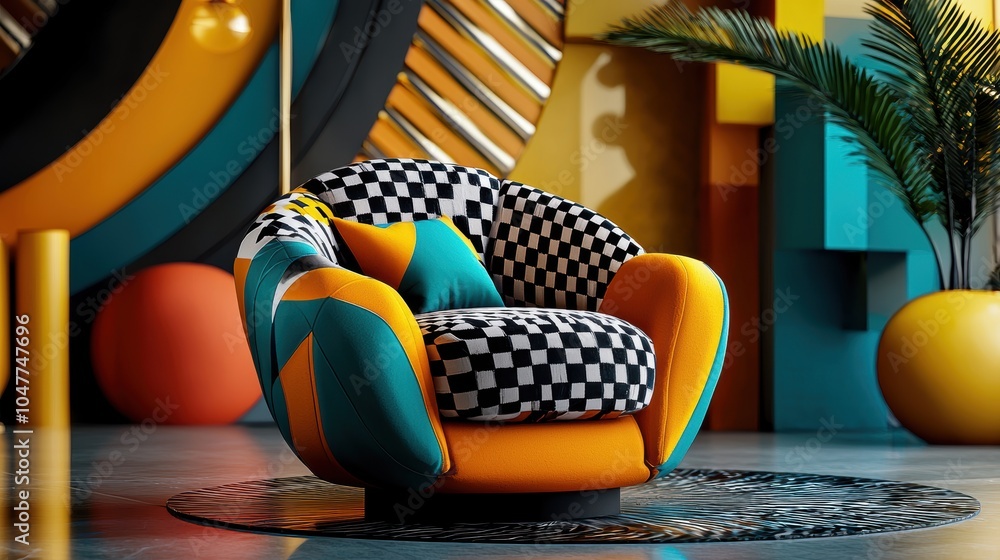 Fototapeta premium Modern Colorful 3D Render of Stylish Armchair