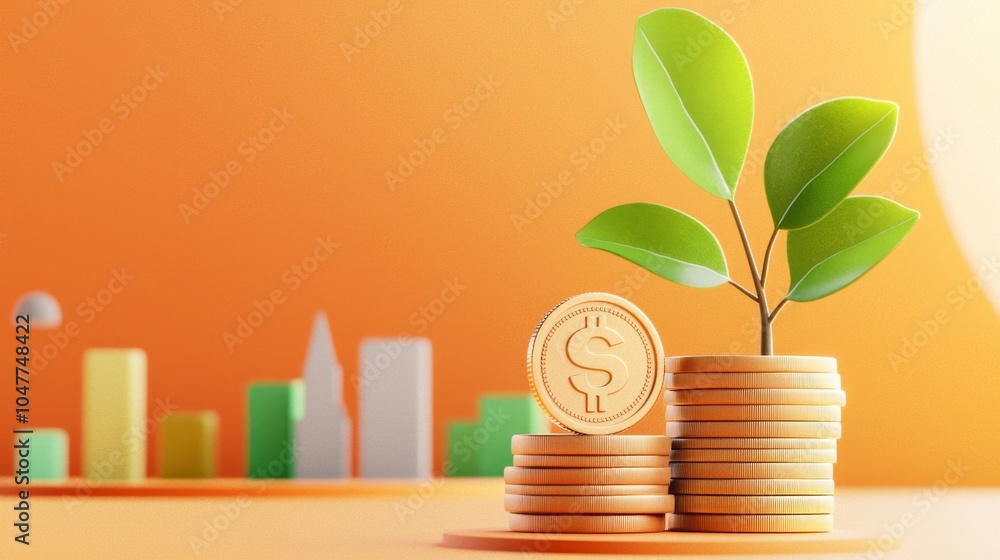 An art collage of investment strategy symbols of growth, wealth, and financial planning, combining coins, plants, and abstract shapes. An art collage of investment strategy symbols of growth, wealth, and financial planning, combining coins, plants, and abstract shapes.