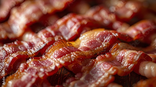 Pork Collar Bacon Weave Intricate weave of crispy pork collar bacon, perfect for ketofriendly recipes and breakfast indulgence, showcasing artisanal meat craftsmanship photo