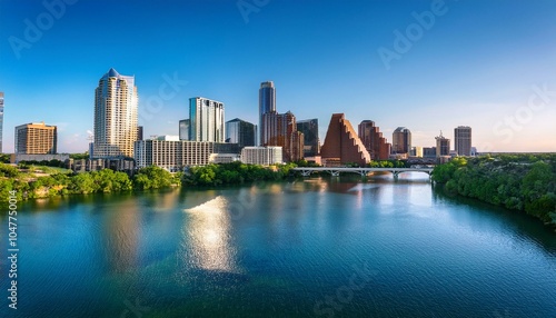 austin texas usa skyline on the colorado river