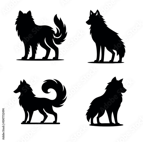 Collection of Four Silhouette Wolves