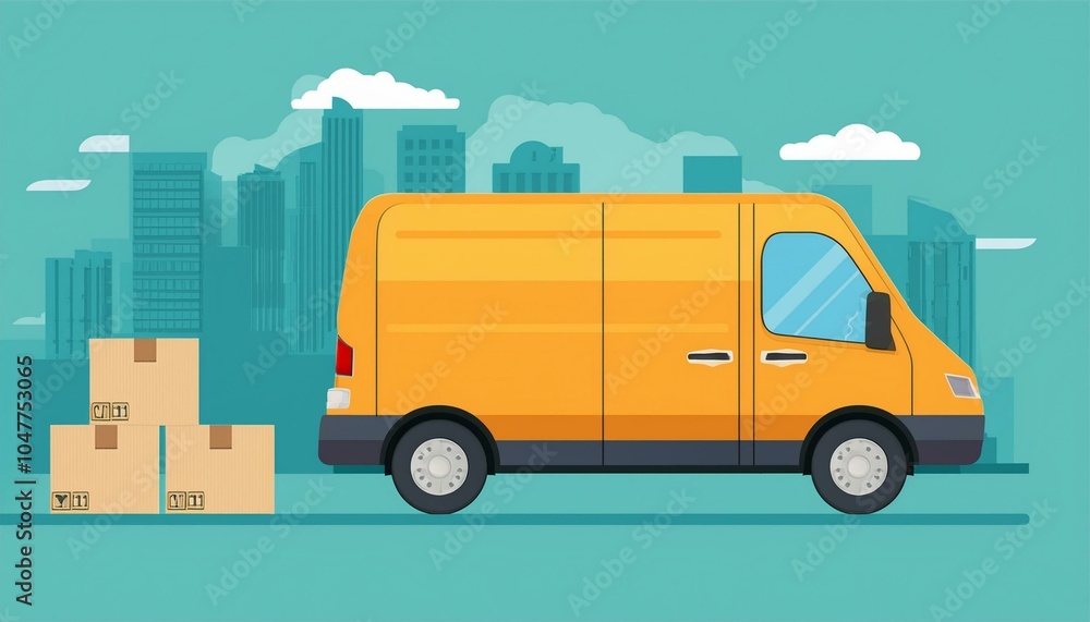delivery van with cardboard boxes transportation delivery van with cardboard boxes transportation