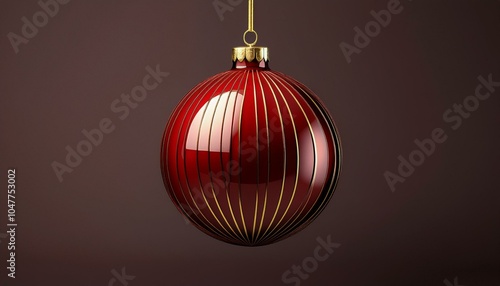 dark red ultra matte glass christmas ball upright golden hanger isolated 3d redering photo