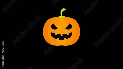 Loop of halloween pumpkin jumping in alpha transparent background