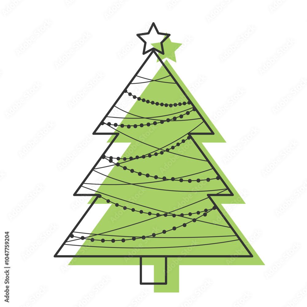 Fototapeta premium Minimalist Christmas tree design with simple decorations, Vector