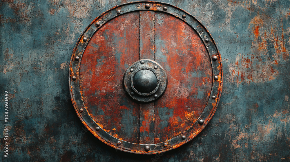 Rusty Medieval Shield on Metal Background Historical Armor Protection War Battle Me Rusty Medieval Shield on Metal Background Historical Armor Protection War Battle Me