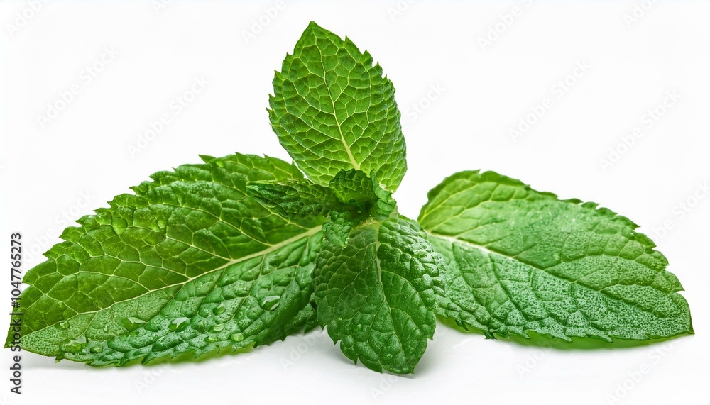 Fresh mint leaves on white Fresh mint leaves on white