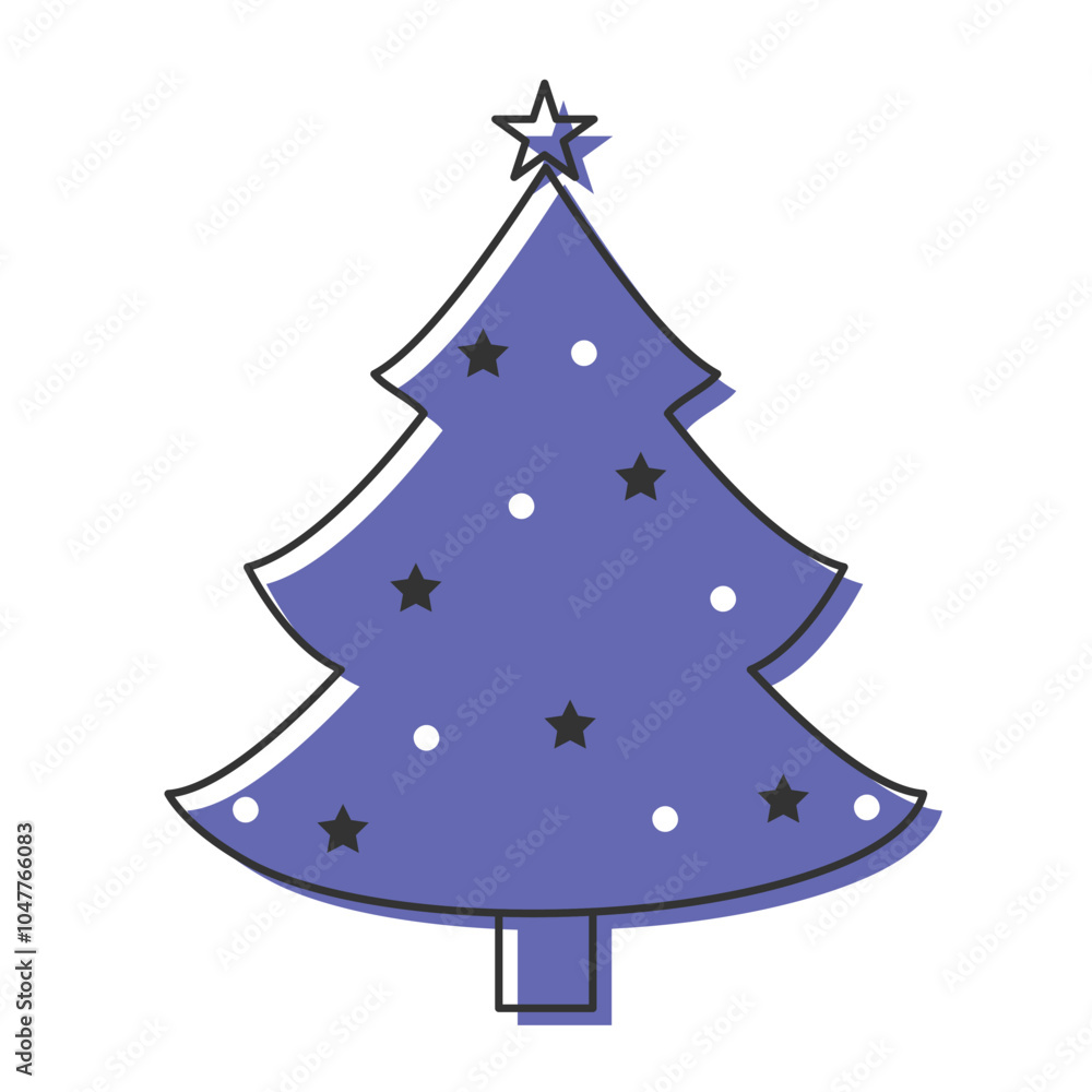 Fototapeta premium Minimalist Christmas tree design with simple decorations, Vector