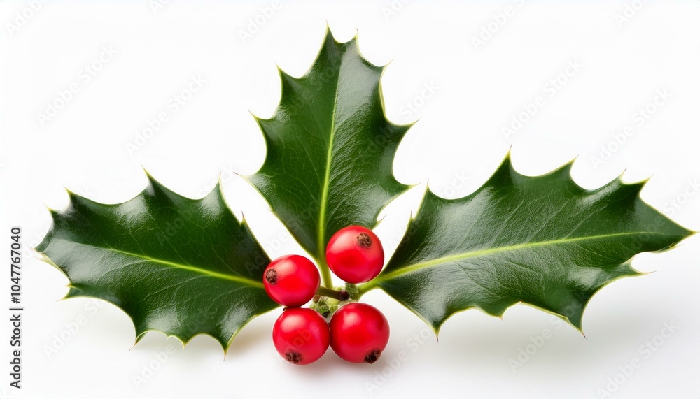 Shiny holly leaves & red berries Shiny holly leaves & red berries