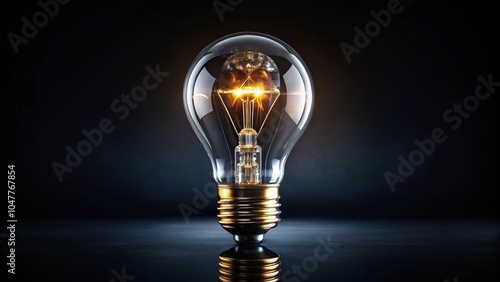 Symmetrical crystal light bulb glowing in dark background