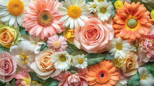 Spring Floral Arrangement Roses Daisies Gerbera and Garden Flowers