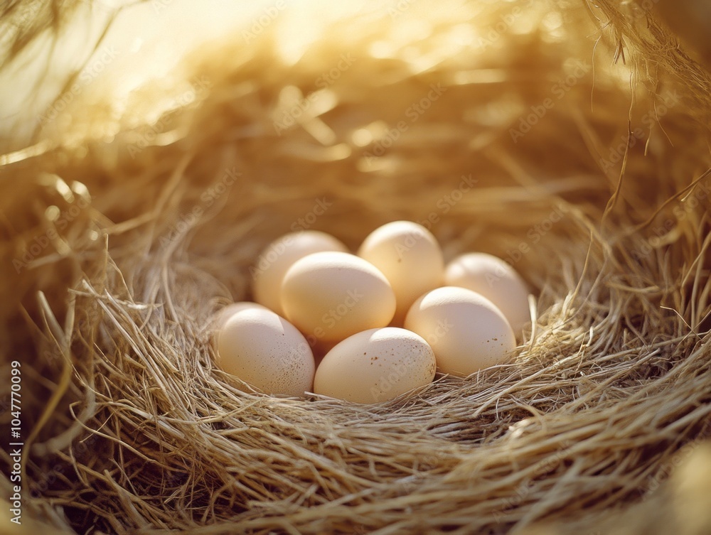 Nest of chicken eggs Nest of chicken eggs
