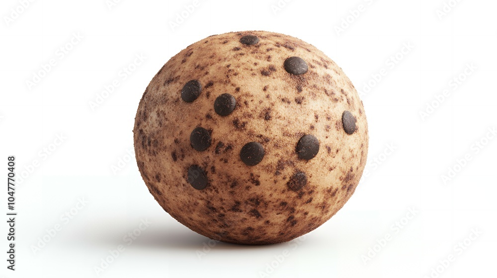 Fototapeta premium Chocolate chip cookie shaped like a sphere.