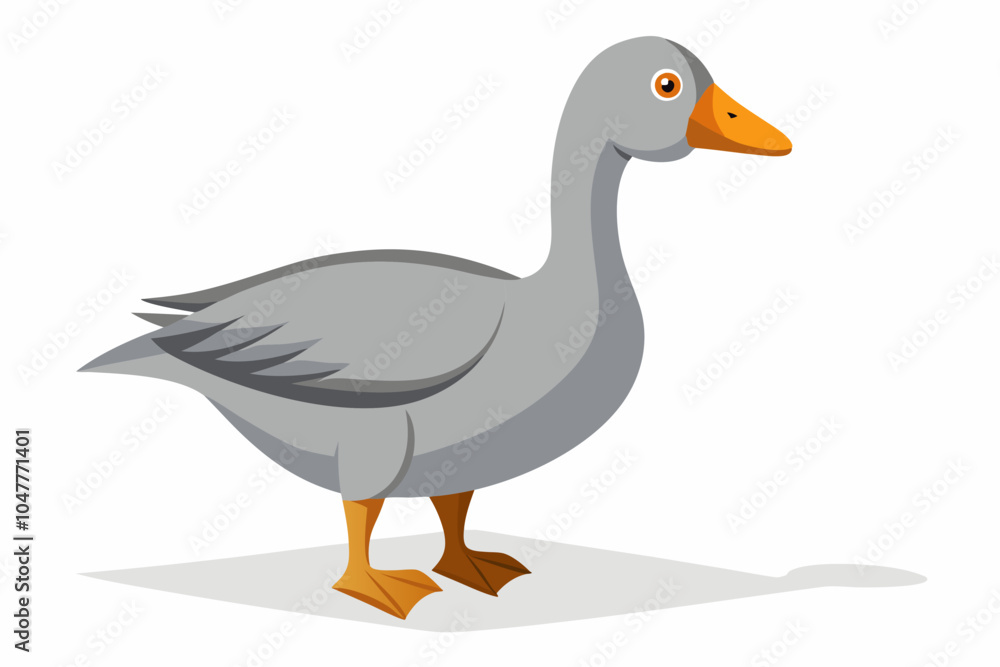 Obraz premium a grey goose with a shadow over white