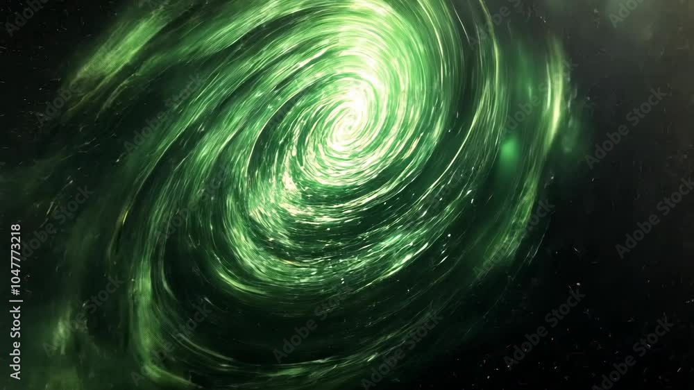 A close-up view of a vibrant green nebula swirling in space A close-up view of a vibrant green nebula swirling in space