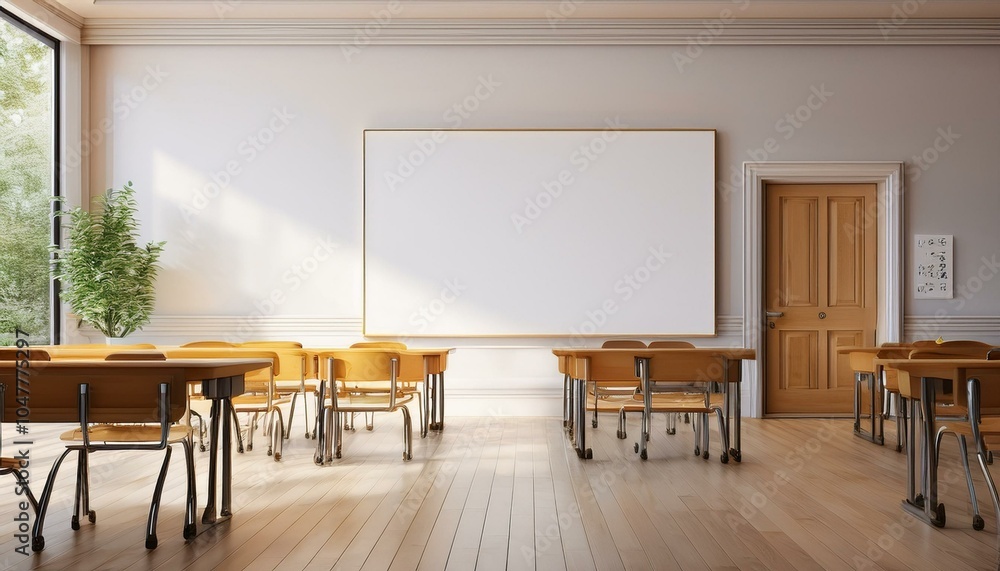back to school classroom with an open door and empty white mockup wall background 3d rendering 3d illustration back to school classroom with an open door and empty white mockup wall background 3d rendering 3d illustration