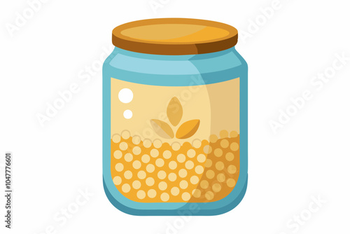  Jar with the millet cereals on white 