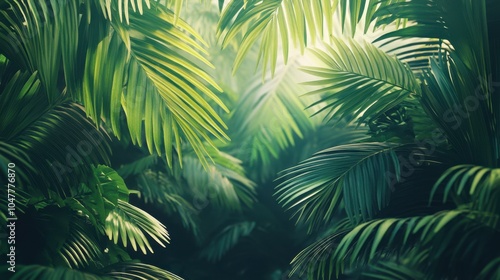 Lush Green Tropical Leaves in Natural Light