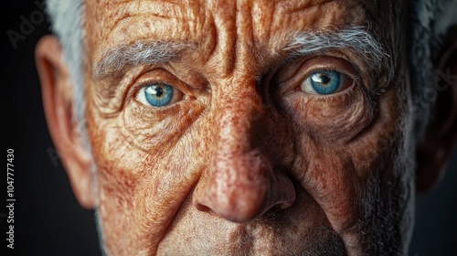 close-up detail of an old man's face