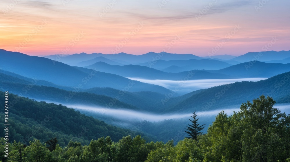 Obraz premium aerial view of a beautiful LANDSCAPE of a sunrise in some mountains with fog