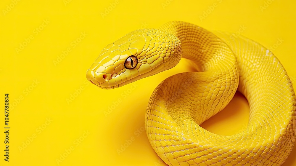 Fototapeta premium Yellow Snake on Yellow Background
