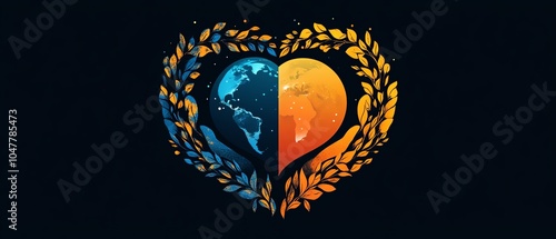 Logo for World Kindness Day showing hands embracing the planet in a heart shape, promoting global kindness and responsibility photo