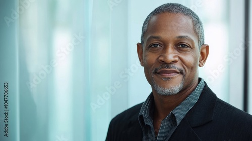 businessman corporate portrait in office, mature black middle aged manager business man
