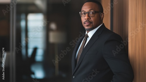 businessman corporate portrait in office, mature black middle aged manager business man
