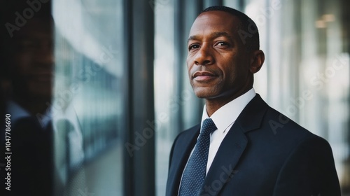 businessman corporate portrait in office, mature black middle aged manager business man
