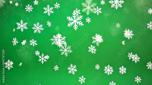 Wallpaper Mural White snowflakes fall against a green background Torontodigital.ca