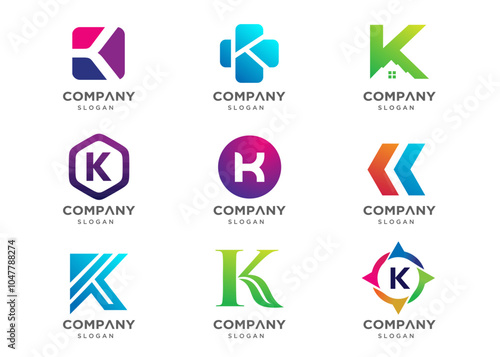 Free Download Abstract letter K logo icon set. Abstract logos collection. Geometrical abstract logos. Icon design. Logo Design for business of modern luxury, elegant, simple. - GFXLoad