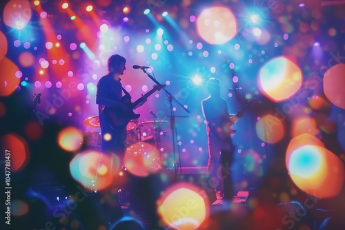 Wallpaper Mural A lively concert featuring musicians performing on stage, enhanced by brilliant lights and an enthusiastic crowd enjoying the moment. Generative AI Torontodigital.ca