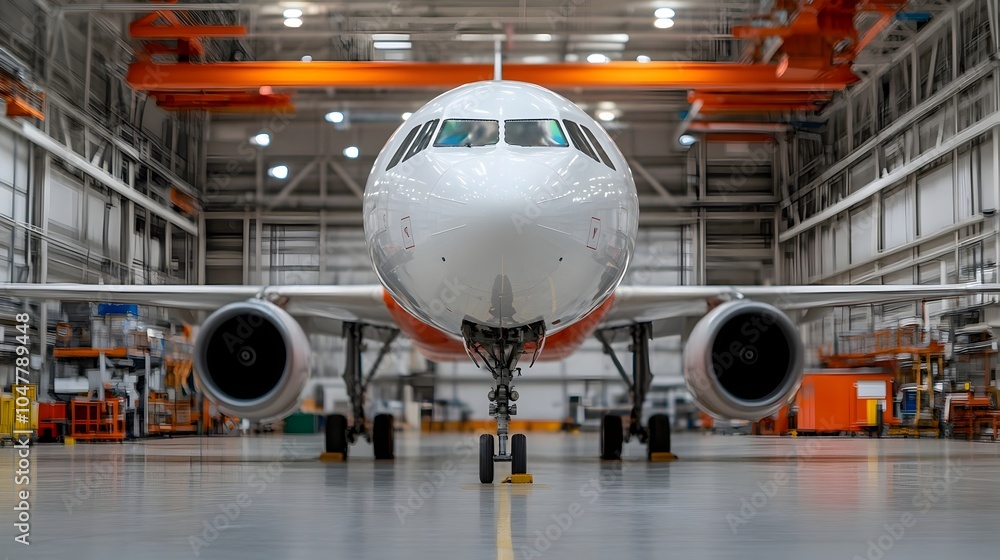 A wide shot of skilled mechanics lifting a plane s tail section for repair in a fully equipped hangar showcasing the industrial process of aircraft maintenance and servicing A wide shot of skilled mechanics lifting a plane s tail section for repair in a fully equipped hangar showcasing the industrial process of aircraft maintenance and servicing
