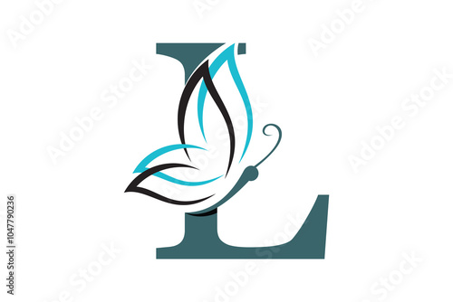 beautiful butterfly design with a combination of the letter l