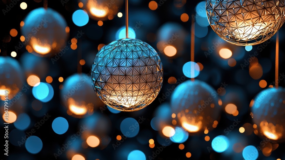 Obraz premium Glowing Floating Spheres in an Abstract Space