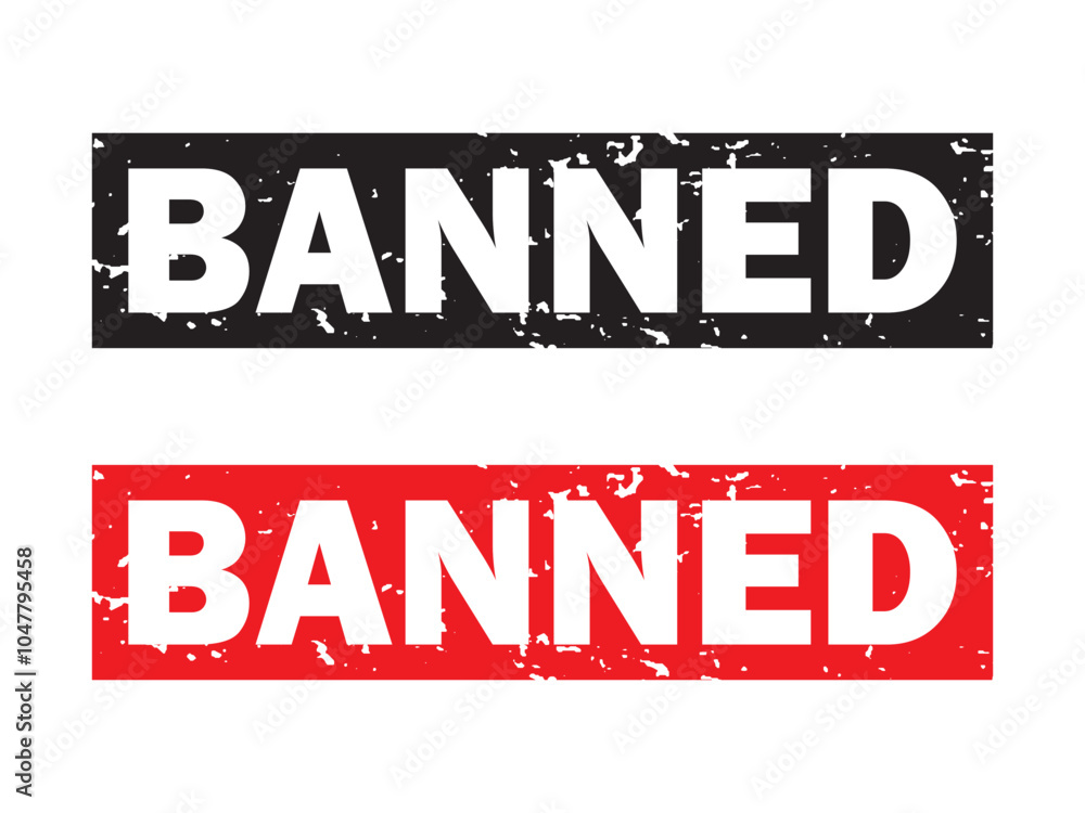 Banned Rubber Stamp Seal icon Vector. Banned Rubber icon Stamp on Grunge style. vector illustration. Banned Rubber Stamp Seal icon Vector. Banned Rubber icon Stamp on Grunge style. vector illustration.