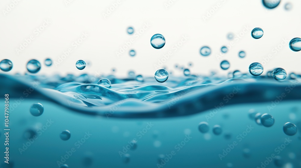 A close-up view of water droplets rising in a tranquil blue setting, emphasizing fluidity and serenity. A close-up view of water droplets rising in a tranquil blue setting, emphasizing fluidity and serenity.