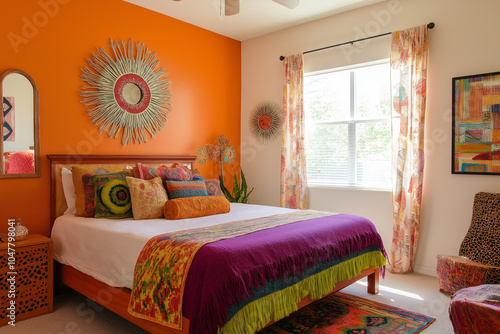 Low Bed Adorned with Textiles and Plants: Bohemian Bedroom Celebrates Eclectic Comfort